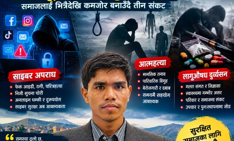 साइबर अपराध, आत्महत्या र लागूऔषध : समाजलाई भित्रैदेखि कमजोर बनाउँदै तीन संकट